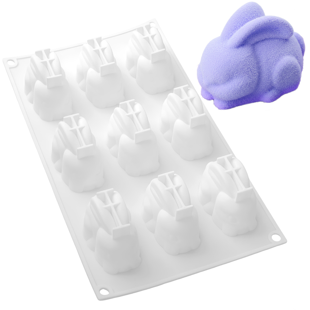 9-Cell Squatting Long Eared Ra - Bunny Cake Mold ulasan dan harga
